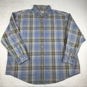 Carhartt Men's Long Sleeve 100%Cotton Button Down Shirt Blue/Gray Plaid Size 2XL